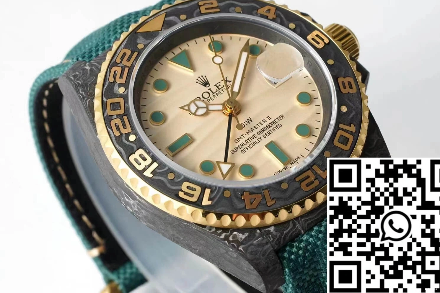 GMT-MASTER II Fabric Diw Rolex Fiber Case Strap Green Carbon 0507